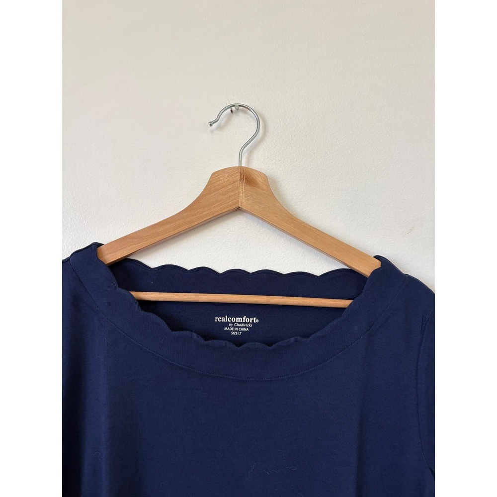 Real Comfort by Chadwicks Quarter-Sleeve Top – Blue – Size Large Tall - Picture 3 of 4